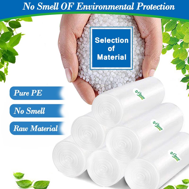 HOMMALY 4 gallon trash can liners,250 counts,Small clear Garbage Bags,Extra Strong 4 Gal Trash Bag,Fit 12 liters trash Bin Liners for Home Office Kitchen(Clear) - Image 3
